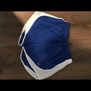 Royal blue/white nike running shorts